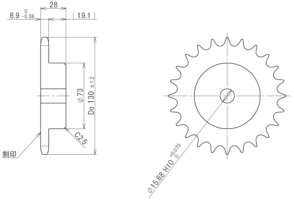 Nhông (Chain wheel) TSUBAKI RS50-1B24TQ-H03